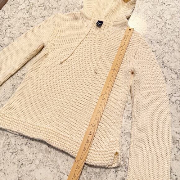 Vintage Y2K Gap Sweater Womens M Ivory 100% Cotton Bell Sleeve Chunky Fisherman - Picture 10 of 11